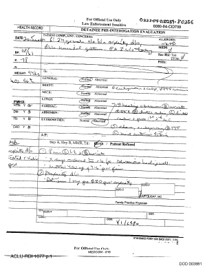 Detainee Pre-Interrogation Health Record