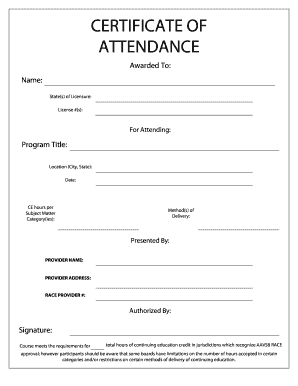 Certificate of Attendance