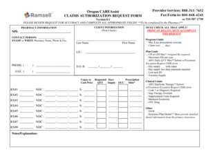 Oregon CAREAssist Claims Authorization Request Form