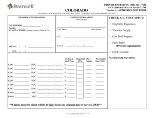 Colorado Pharmacy Authorization Form
