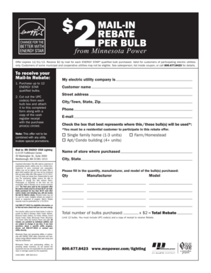 ENERGY STAR Lighting Mail-In Rebate Form