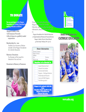 Donation Form for Niagara Foundation for Catholic Education
