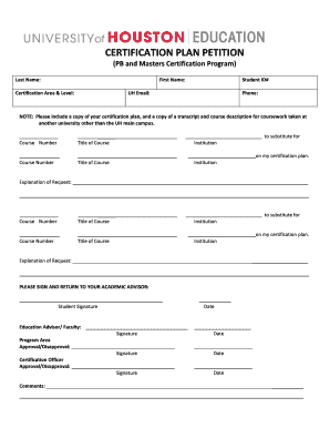 Certification Plan Petition