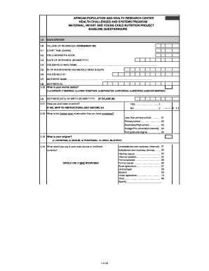 Maternal Infant Young Child Nutrition Baseline Questionnaire