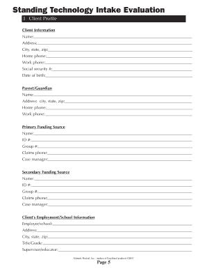 Standing Technology Intake Evaluation Form