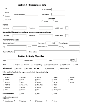 University of Houston Graduate Application Form