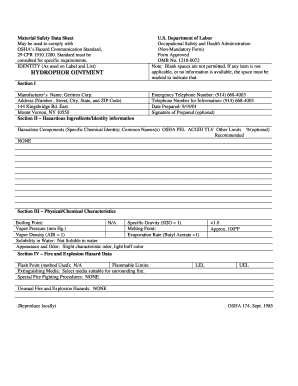 OSHA Material Safety Data Sheet