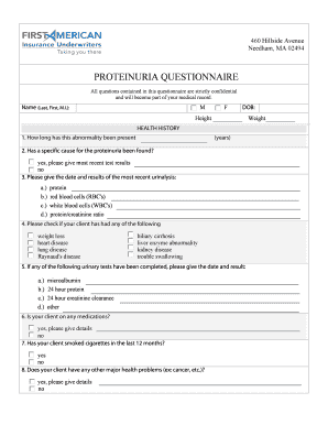 Proteinuria Questionnaire
