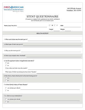 Stent Questionnaire