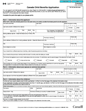 Canada Child Benefits Application Form