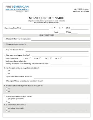 Stent Questionnaire