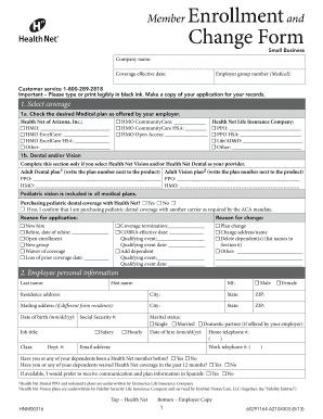 Health Net Member Enrollment and Change Form