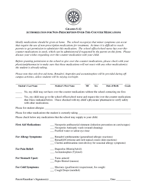 Authorization for Non-Prescription Medications