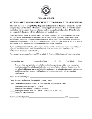 Authorization for Non-Prescription Over-the-Counter Medications
