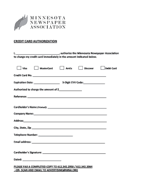 Credit Card Authorization Form