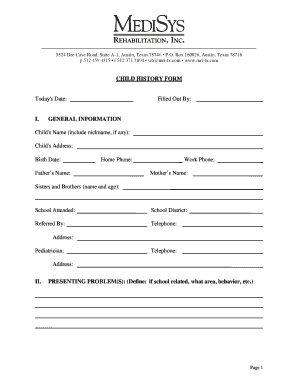Child History Form