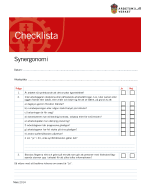 Synergonomi Checklist