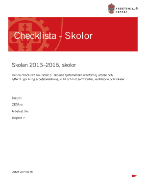 Swedish School Work Environment Checklist