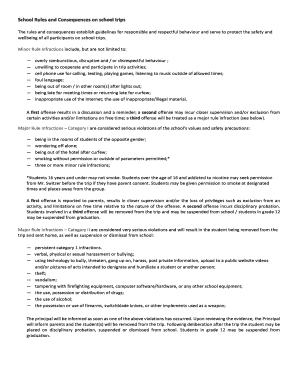 School Trip Behavior Contract