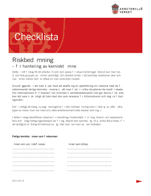 Chemical Risk Assessment Checklist