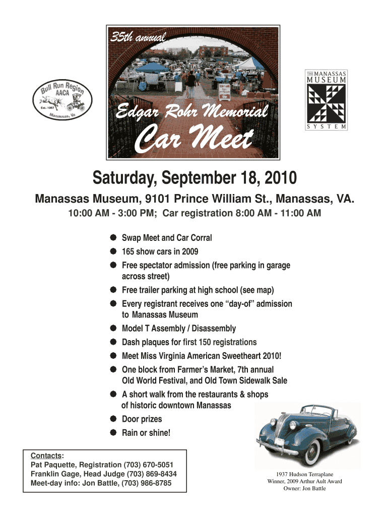 Fillable Online clcpotomacregion Edgar Rohr Memorial Car Meet