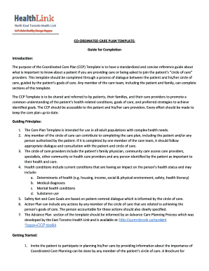Coordinated Care Plan Template