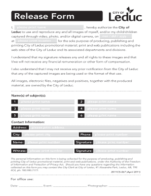 City of Leduc Media Release Form