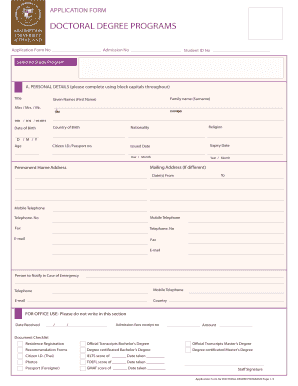 Doctoral Degree Application Form