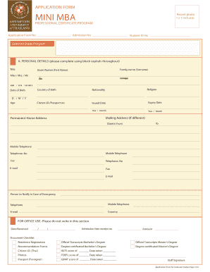Application Form for Graduate Studies