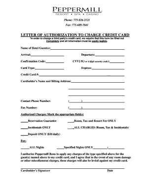 Letter of Authorization to Charge Credit Card