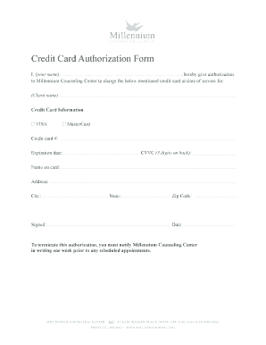 Credit Card Authorization Form
