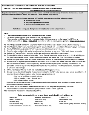 Report of Adverse Events Following Immunization