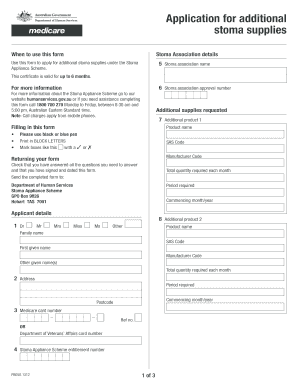 Stoma Appliance Scheme Application Form