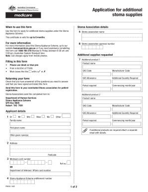 Stoma Appliance Scheme Application