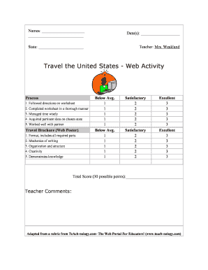 Travel Brochure Rubric