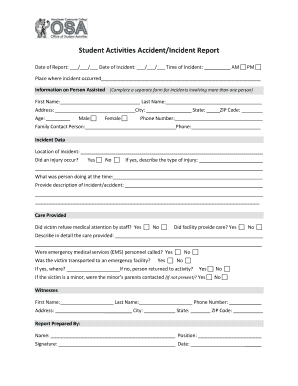 Student Activities Accident/Incident Report