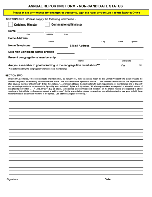 Annual Reporting Form - Non-Candidate Status