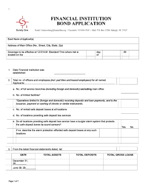 Financial Institution Bond Application Form
