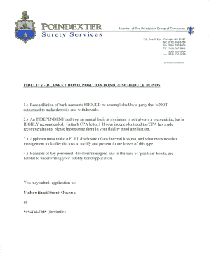 Fidelity Bond Application Form
