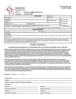 Surety Bond Application Form
