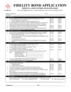 Hospital Fidelity Bond Application
