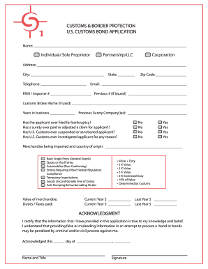 US Customs Bond Application