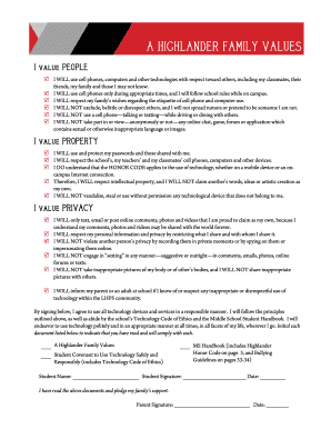 Highlander Family Technology Values Agreement