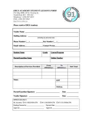 EBUS Academy Student Lessons Form