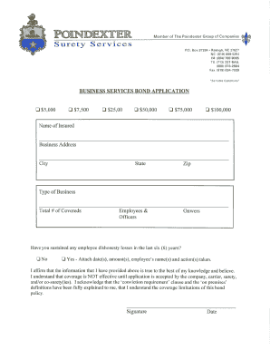 Business Services Bond Application