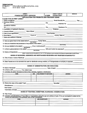 Application for Probate and Fiduciary Bond