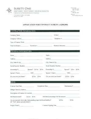 Contract Surety Bond Application