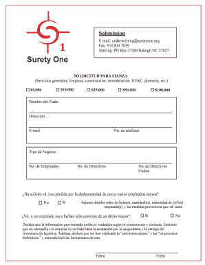 SOLICITUD PARA FIANZA