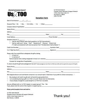 Us TOO International Donation Form
