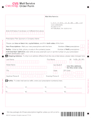 CVS Caremark Prescription Order Form